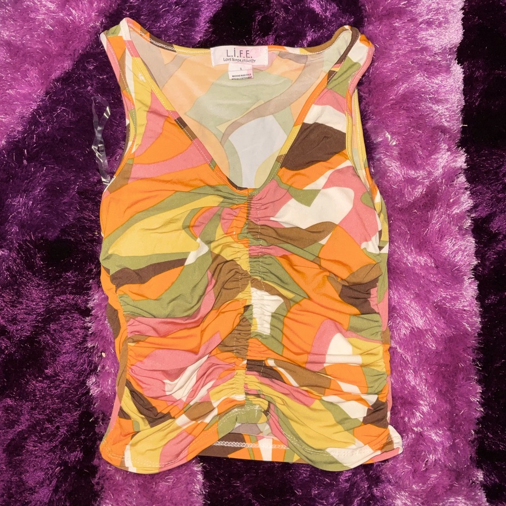 L.I.F.E Small CropTop Funky Abstract Colors